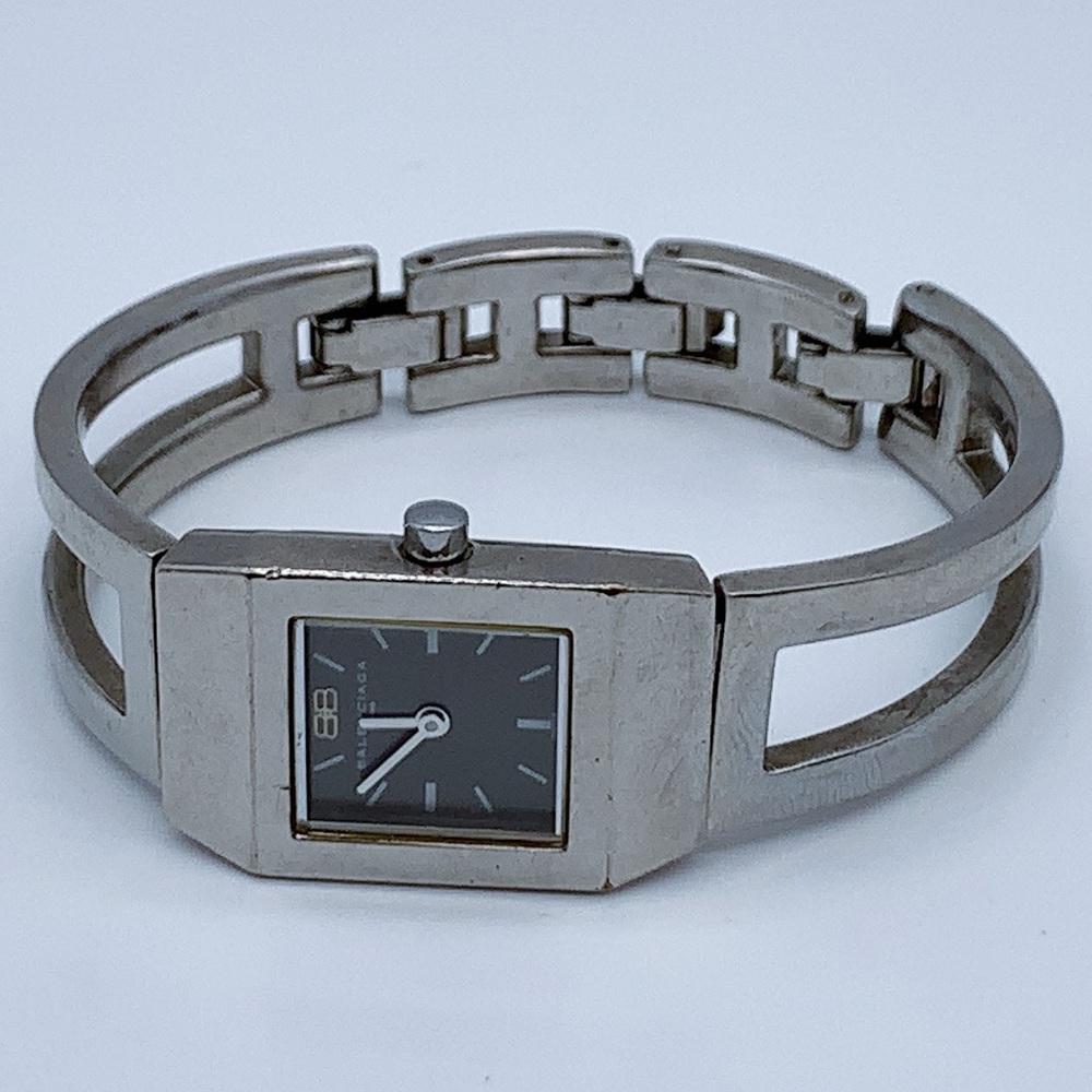 Vintage Balenciaga B220 Square Silver-Tone Bangle Watch
